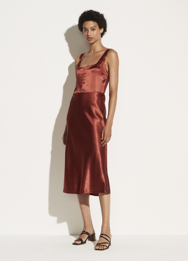 Vince Fitted Satin Slip Dress - ShopStyle