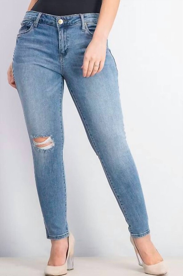 STS Blue Emma 9" Distressed Mid Rise Ankle Skinny Jeans In Blue