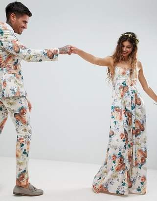 ASOS Design Bridesmaid Square Neck Cami Strap Maxi Dress In Pretty Floral Print