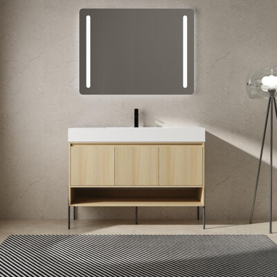 Latitude Run Bathroom Vanity Combo With Single Sink Modern Storage Cabinet Set