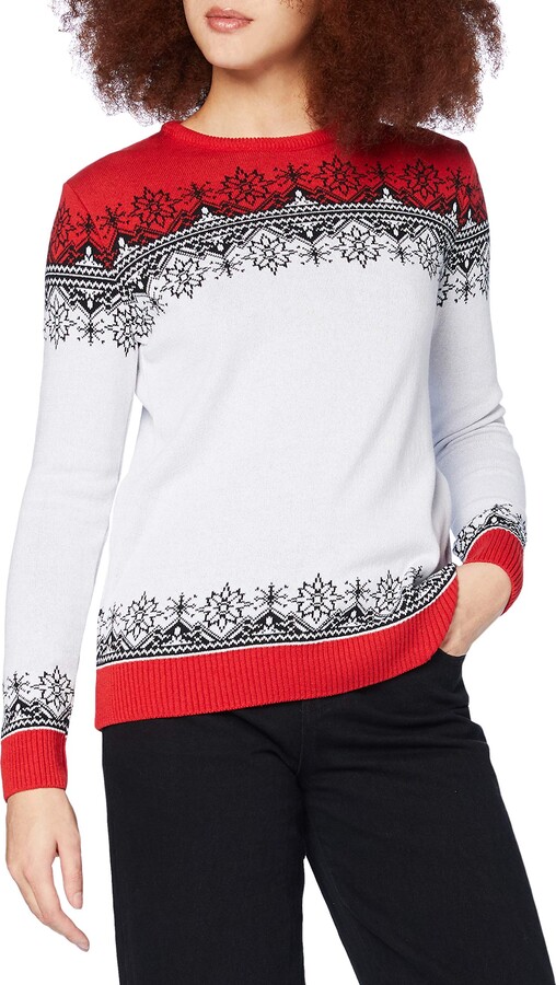 British Christmas Jumpers Vintage Classic Womens Eco Christmas Jumper (Red  - ShopStyle Knitwear