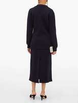 Thumbnail for your product : Alessandra Rich Crystal Button Wool Cardigan - Womens - Navy