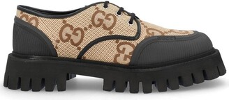 Men's lace-up shoe with Double G in black patent leather