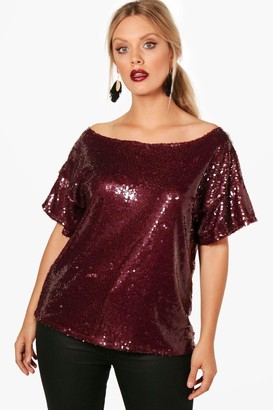 red sequin top plus size