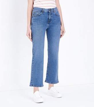 New Look Petite Blue Cropped Kick Flare Jeans