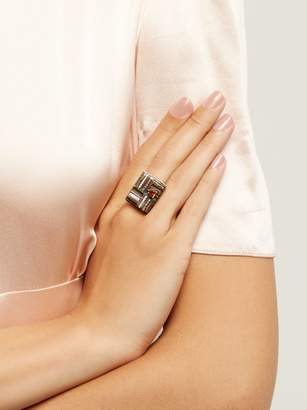 Francesca Villa Grammi Granato Diamond & Sapphire White Gold Ring - Womens - Orange
