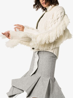 Sacai Fringed Cable-Knit Sweater