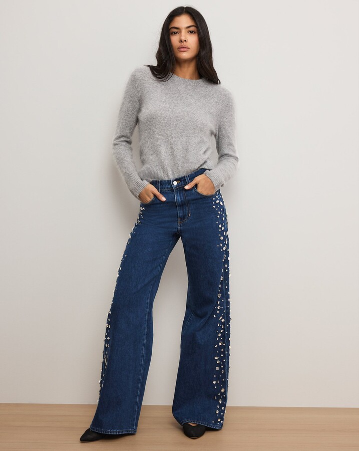 Veronica Beard Kasey Embellished Wide-Leg Jean
