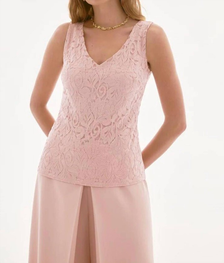 Joseph Ribkoff Stretch Lace V-Neck Camisole Top In Quartz