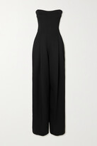 Strapless Pleated Wool-blend Crepe 