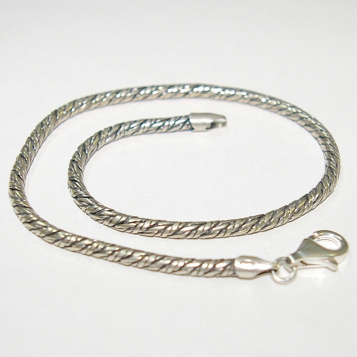 Etsy Antique Finished Oxidized 925 Sterling Silver 3mm Foxtail Chain Bracelet/Anklet. 7\