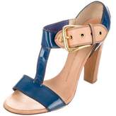Thumbnail for your product : Giuseppe Zanotti T-Strap Patent Leather Sandals Blue T-Strap Patent Leather Sandals
