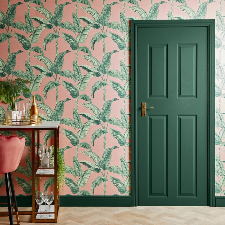 Dunelm Banana Leaf Pink Wallpaper Pink/Green ShopStyle Decor
