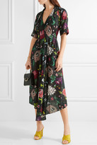 Thumbnail for your product : Adam Lippes Gathered Floral-print Cotton-voile Dress - Black