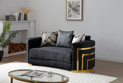 Everly Quinn Modern Loveseat  Black