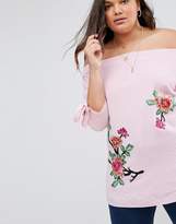Thumbnail for your product : Bardot Lovedrobe Stripe Print Blouse With Floral Motif