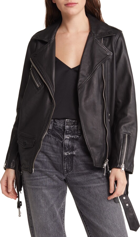 AllSaints Billie Tassel Leather Biker Jacket - ShopStyle