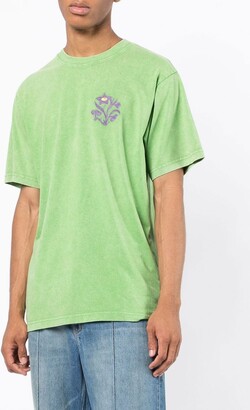 Clot floral-embroidered short-sleeve T-shirt