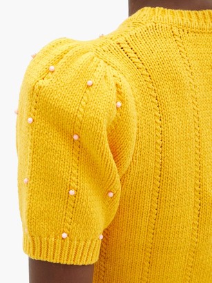 JoosTricot Beaded Cable-knit Cotton-blend Sweater - Yellow Multi