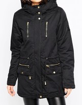 Thumbnail for your product : Only Hooded Parka Jacket With Contrast Buttons