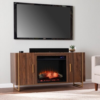 Southern Enterprises Reslyn 55" TV Stand with Color Changing Fireplace