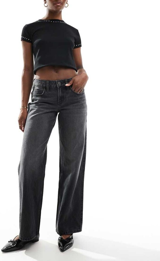 Hollister low rise baggy jean in light washed black