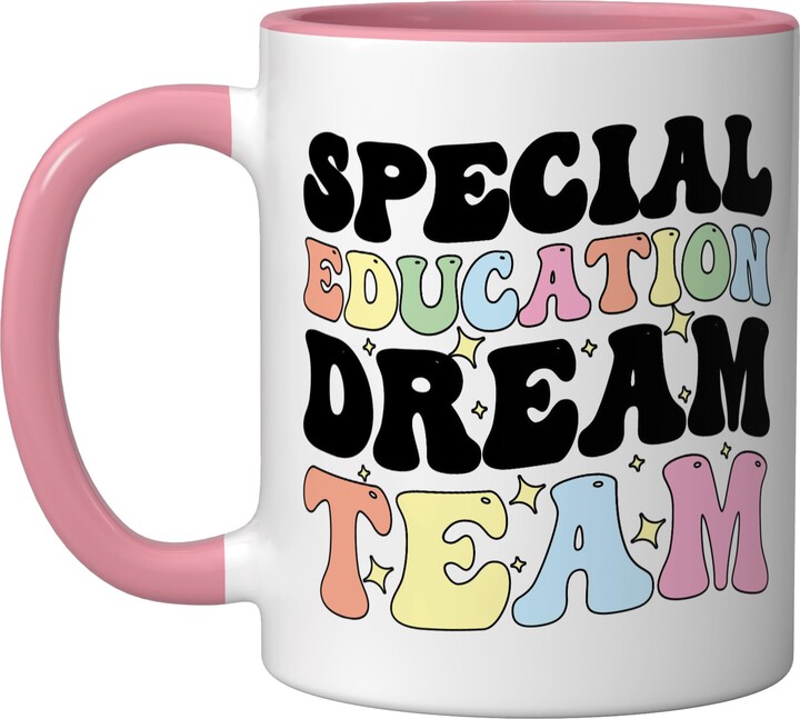 SPED Special Education Teacher Special Needs Special Education Dream Team Ceramic Mug, Pink/White