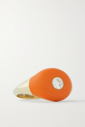CHARMS COMPANY Les Bonbons 14-karat Gold, Enamel And Quartz Ring - Orange