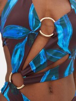 Thumbnail for your product : Louisa Ballou Sex Wax Ring-embellished Recycled-fibre Swimsuit - Blue Multi