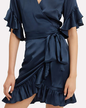 Nightcap Clothing Silk Ruffle Wrap Mini Dress