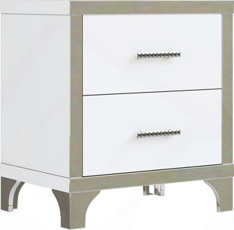 2-Drawer Nightstand For Bedroom, Mid Century Retro Bedside Table With Classic Design
