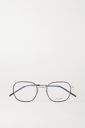 Saint Laurent Hexagon-frame Acetate And Silver-tone Optical Glasses