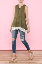 Thumbnail for your product : Umgee USA Green Lace Tank Top Tunic