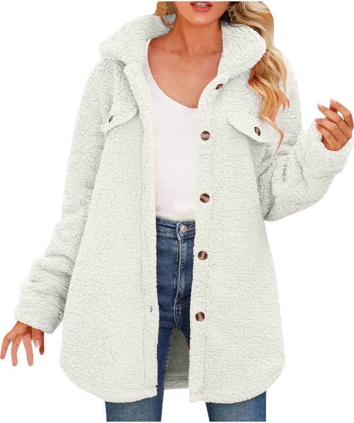 AMhomely Fleece Coats for Women UK Clearance Winter Warm Teddy