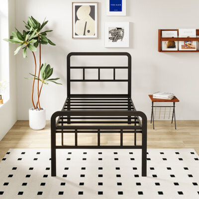 18 Inch Metal Bed Frame with Headboard and Footboard