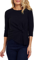 Thumbnail for your product : Joan Vass Plus Size Bow-Front 1/2-Sleeve Ottoman Top