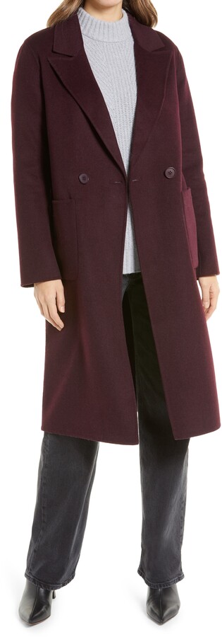 halogen belted wool blend coat