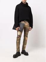 Thumbnail for your product : Dolce & Gabbana Metallic-Finish Distressed Trousers