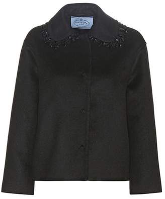 Prada Embellished wool-blend coat