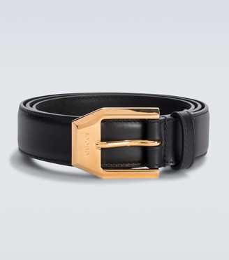 Louis Vuitton Black Leather Gold-Tone Buckle Belt 100 CM - ShopStyle