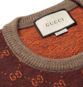 Gucci Logo-Intarsia Wool and Alpaca-Blend Sweater - Men - Brown
