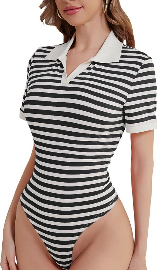 Stripe V Neck T Shirt Women ShopStyle UK