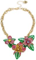 Thumbnail for your product : Betsey Johnson Gold-Tone Multi-Stone Flower and Leaf Statement Necklace