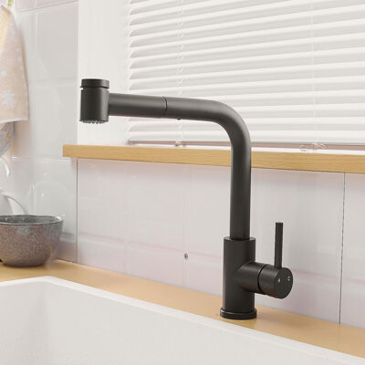 CHENGDUYUANZHENG Sink Faucet, Black Kitchen Faucets With Pull Out Sprayer, Bathroom Sink Faucets Mini Bar Prep Faucet