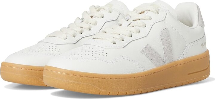 Veja V-90 Women's Shoes Extra White Light Grey Natural : EU 37.5 (US Women's 6.5) M Leather