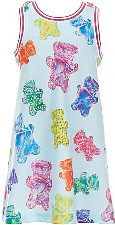 Baby Sara Little Girls Sleeveless Gummy Bear Printed Sheath Dress