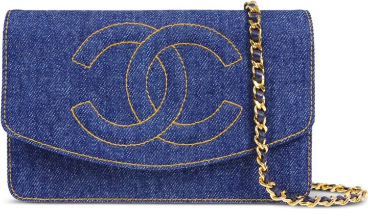 CHANEL Pre-Owned 2019 Jungle Jeans Wallet On Chain - White for Women