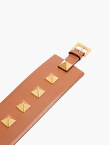 Thumbnail for your product : Valentino Garavani Roman Stud Leather Belt - Tan