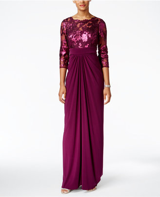 Adrianna Papell Adrianna Pappell Sequin Illusion Draped Gown