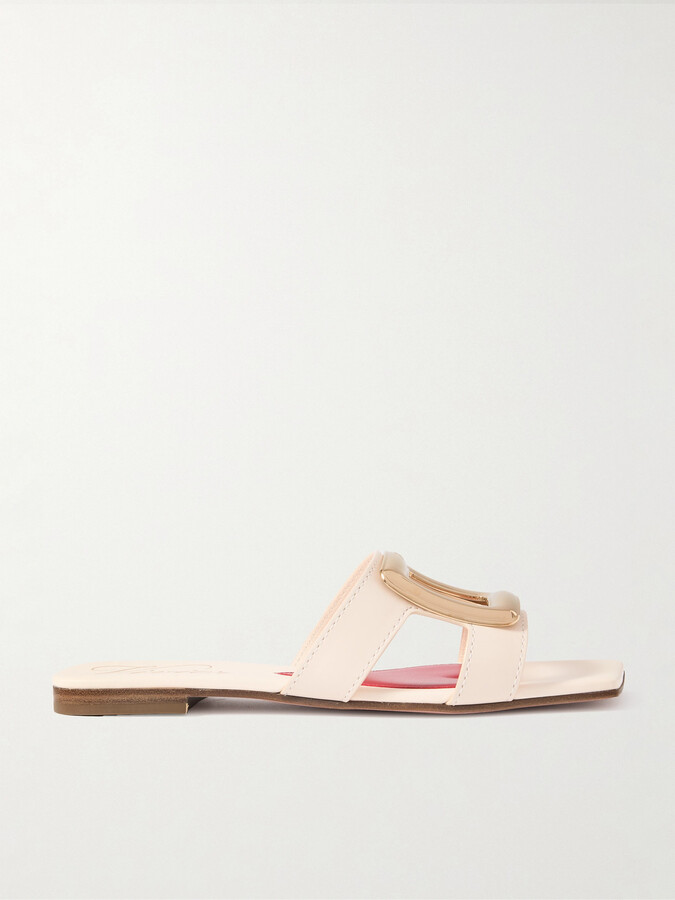 Roger Vivier Nagoya Embellished Cutout Leather Slides - Off-white